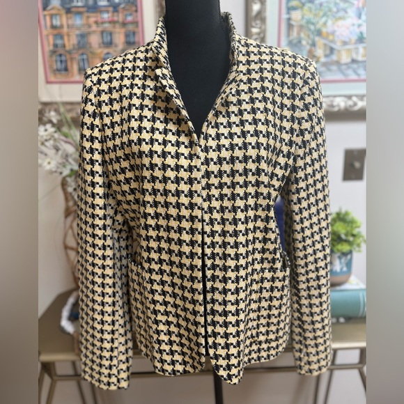 VINTAGE AUSTIN REED LONDON - NEW YORK HOUNDSTOOTH CLASSIC BLAZER JACKET SIZE 14 - Picture 2 of 10